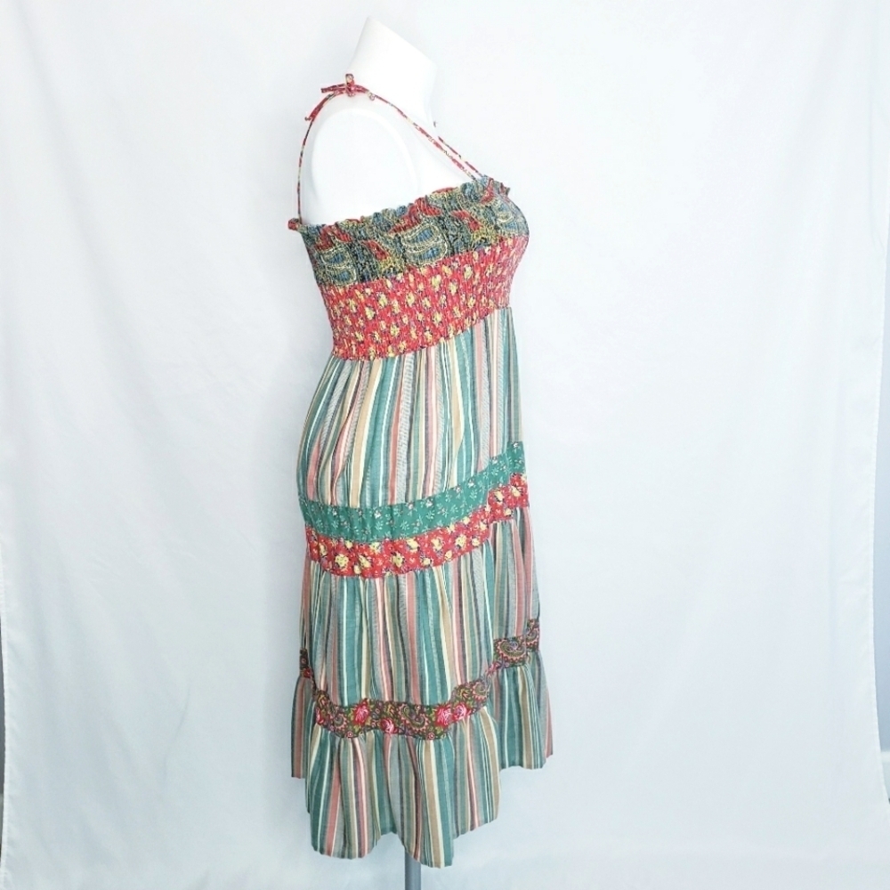 *Last Chance* Vintage Smocked Tiered Floral Midi Dress Boho Cottagecore - Picture 6 of 16